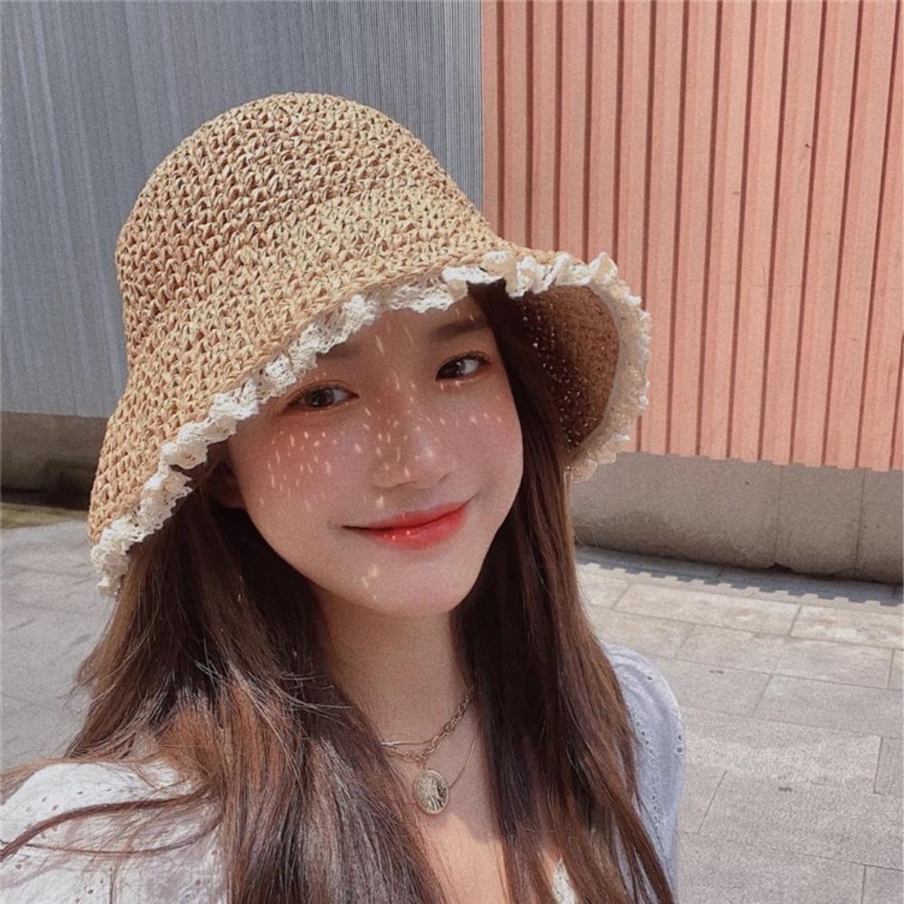 

UV Protection Woven Fisherman Hat Boho Weave Straw Cap Fashion Lafite Straw Hat Holiday