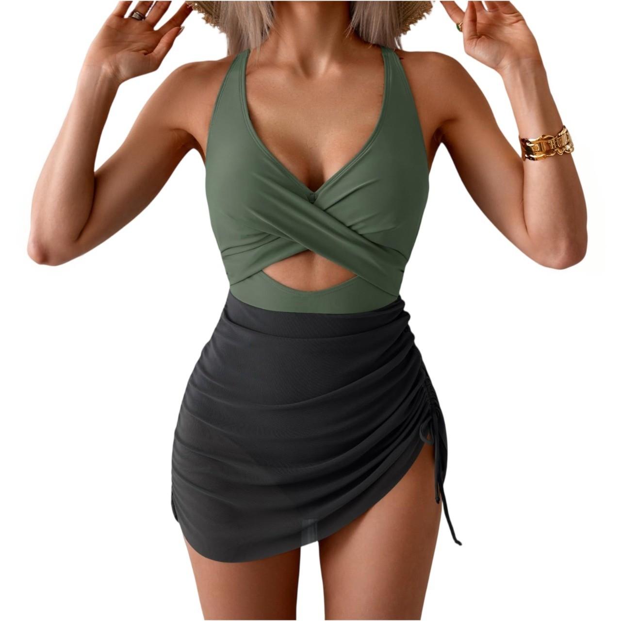 

Женский однотонный цельный купальник с бюстгальтерными подушечками без стальной поддержки, сексуальный бикини S зелёный