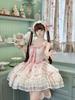 Dreamy Cute Lolita JSK Jumper Skirt with Ribbon and Fluffy Gothic Lolita Mori Girl Idol Dress Size M [XHSUKADO] Lace, Women's One-Piece Dress, Dress,
