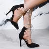 Fashion Woman Sexy High Heels Shoes Branded Pumps Sandals Ladies Lace-Up Roman Style Crossdressers Big Club Beige Fashion African Gold