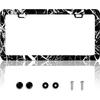 Black White Camouflage License Plate Frame Branches Trunks Camo License Plate Frames Personalise Stainless Steel Funny Design Compatible With