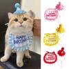 Soft Cat Birthday Scarf Hat Set with Digital Stickers Cat Saliva Towel  Birthday Party