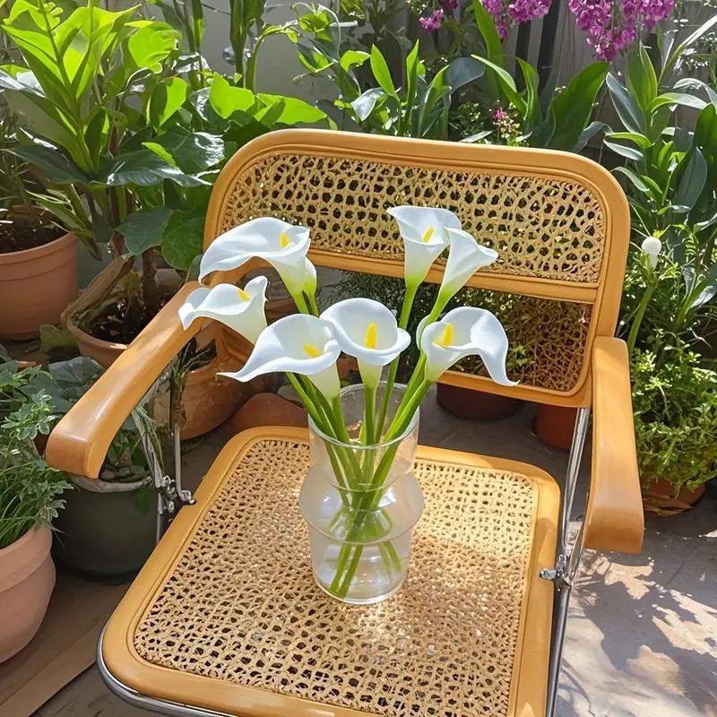 5 Stück Weißer Künstlicher Blumenstrauß Calla Lilie Kunstblumen für Heimzimmerdeko Hochzeit Brautdekoration Vasenornament