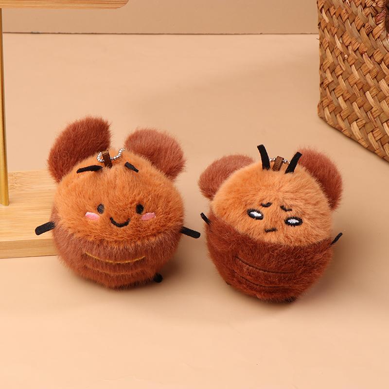 Cartoon Cockroach Plush Keychain Stuffed Animal Doll Keyring Lovely Backpack Pendant Car Key Holder Decoration Couple Gifts