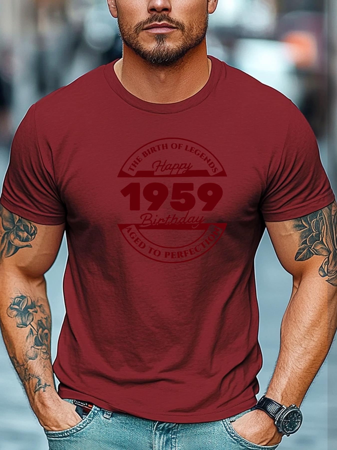 Mens Birthday TShirt 1959 The Birth Of Legends Print Short Sleeve Round Neck Breathable Soft Daily Wear TShirt S
