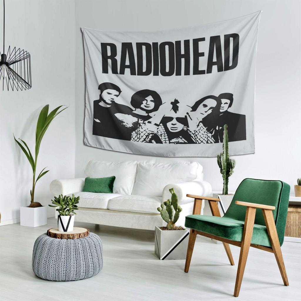 Radio Commander Band Tapestry Vintage Rock Black and White Silhouette Retro Style Vintage Decor Bohemian