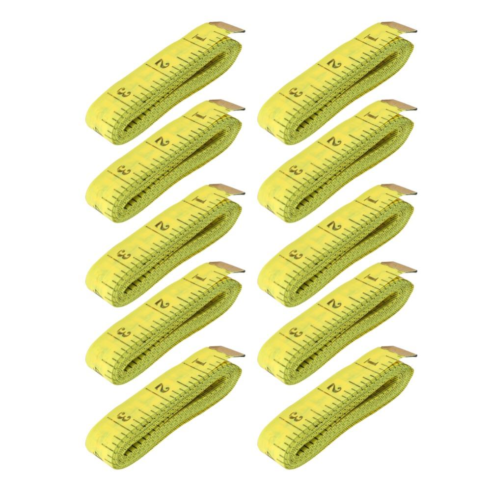 10Pcs Double Scale Soft Tape Measure Yellow Tailor Cloth Ruler For Weight Loss