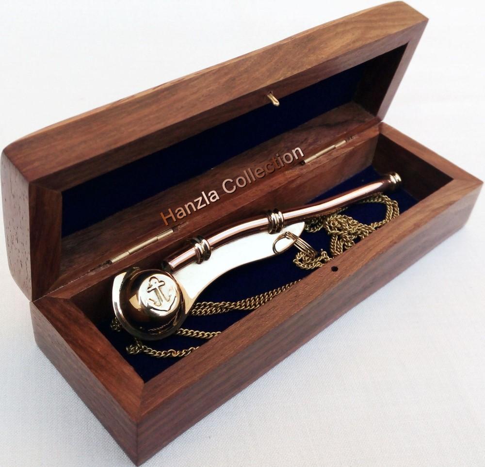 

Боцманская дудка Боцманская дудка с шейной цепочкой Морской предмет с латунной отделкой M аэро