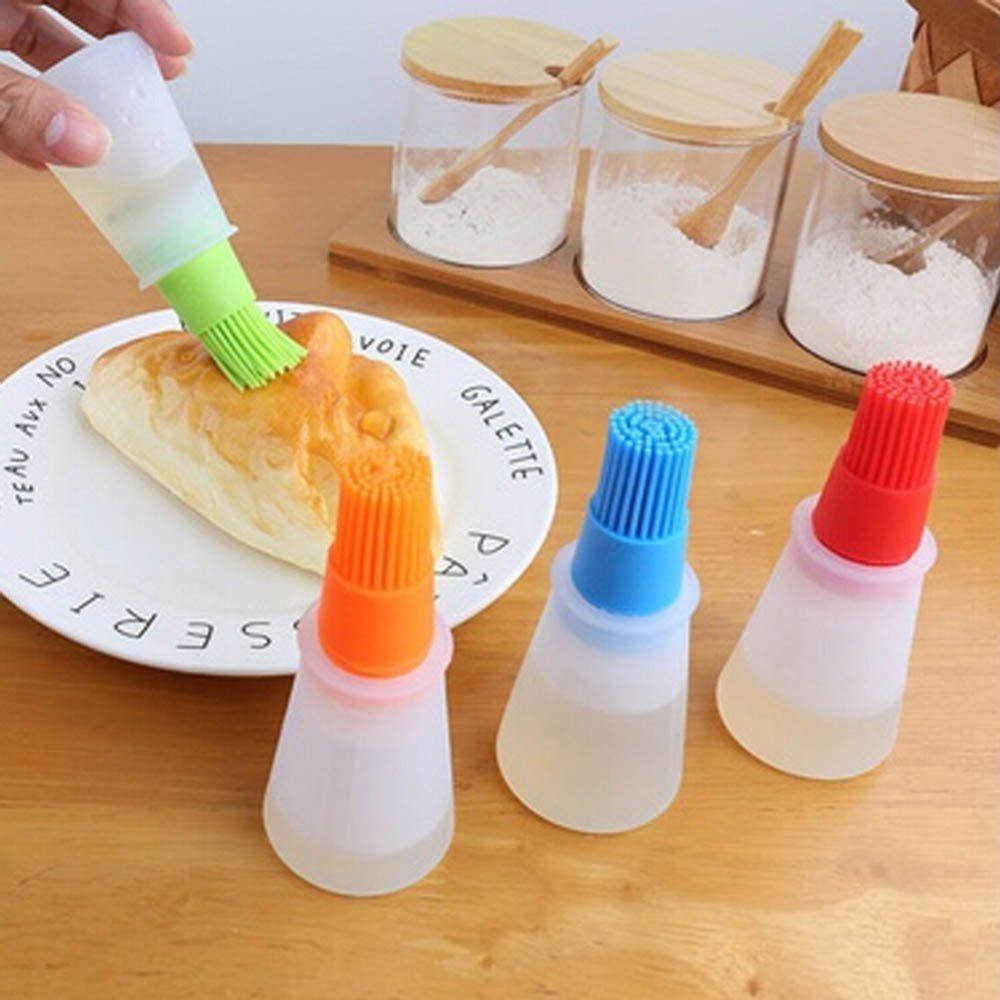 Silicone Oil Bottle with Brush & Cover Baking BBQ Basting Brush Pastry Oil Brush Kitchen Baking Honey Oil Barbecue Tool Gadgets
