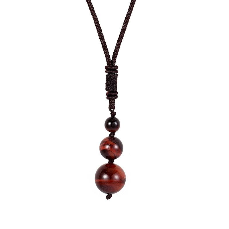 Necklace 16MM natural amethyst pendant necklace red tiger's eye stone obsidian necklace men's and women's jewelry