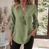2026 Spring/Summer Women's Plus Size V-Neck Solid Color Loose Fit Shirt