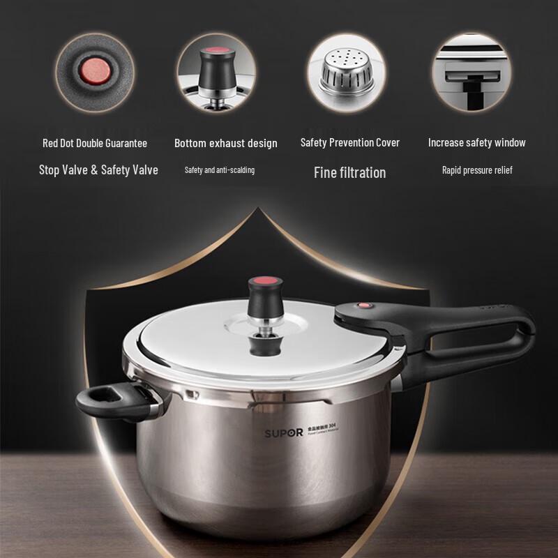 

SUPOR 5.2L 304 Stainless Steel Pressure Cooker 22cm
