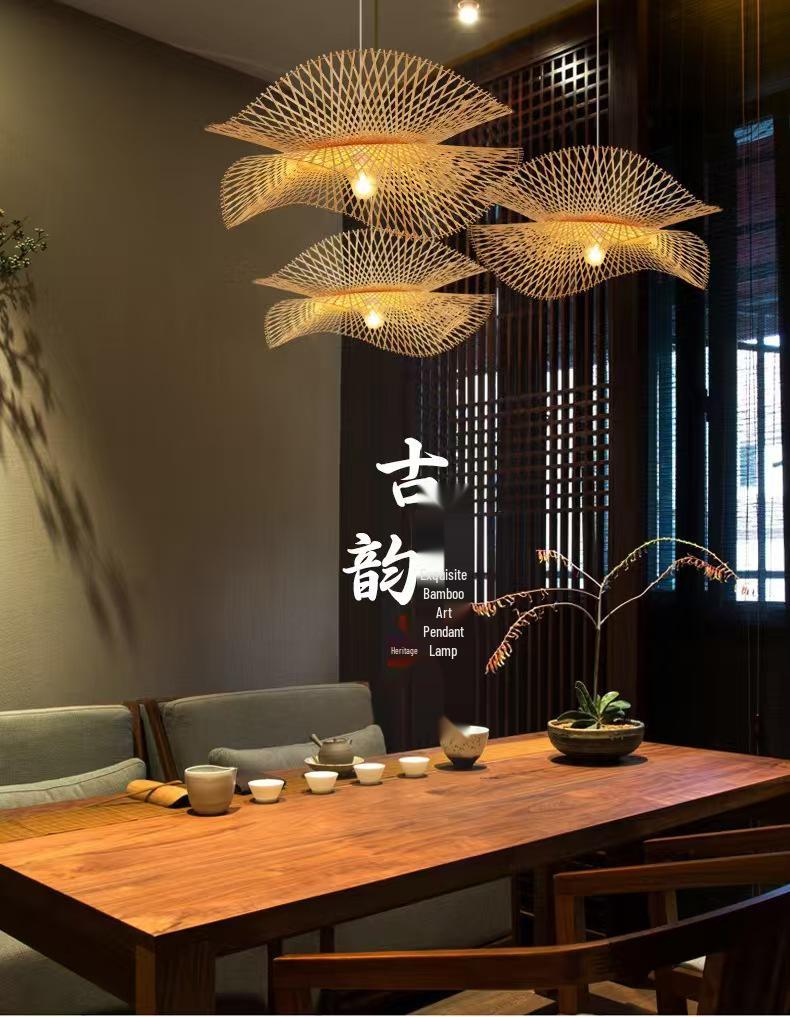 Japanese Style Bamboo Woven Pendant Light for Restaurant, Hotel, B&B, and Hallway Decor