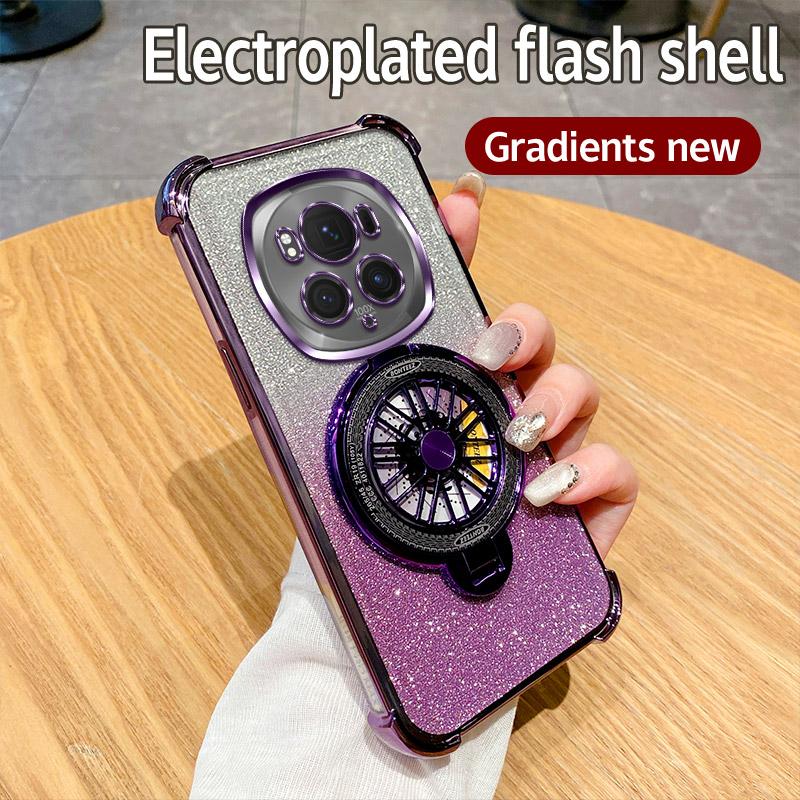 

Блестящий противоударный градиентный чехол-подставка для телефона с гироскопом с гальваническим покрытием для Huawei Honor Magic 6 5 Pro силиконовый чехол Honor Magic 6 Pro фиолетовый