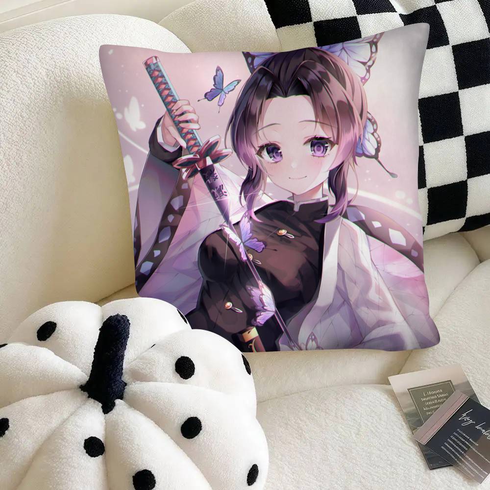 Anime Demon Slayer Shinobu Kocho Pillow Case Fashion Square Pillowcase Bedroom Sofa Room Ins Decoration Leisure