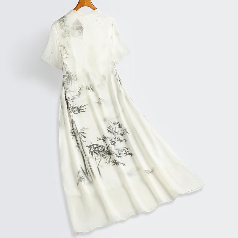New Chinese Style Printed A-Line Mid-Length Dress
