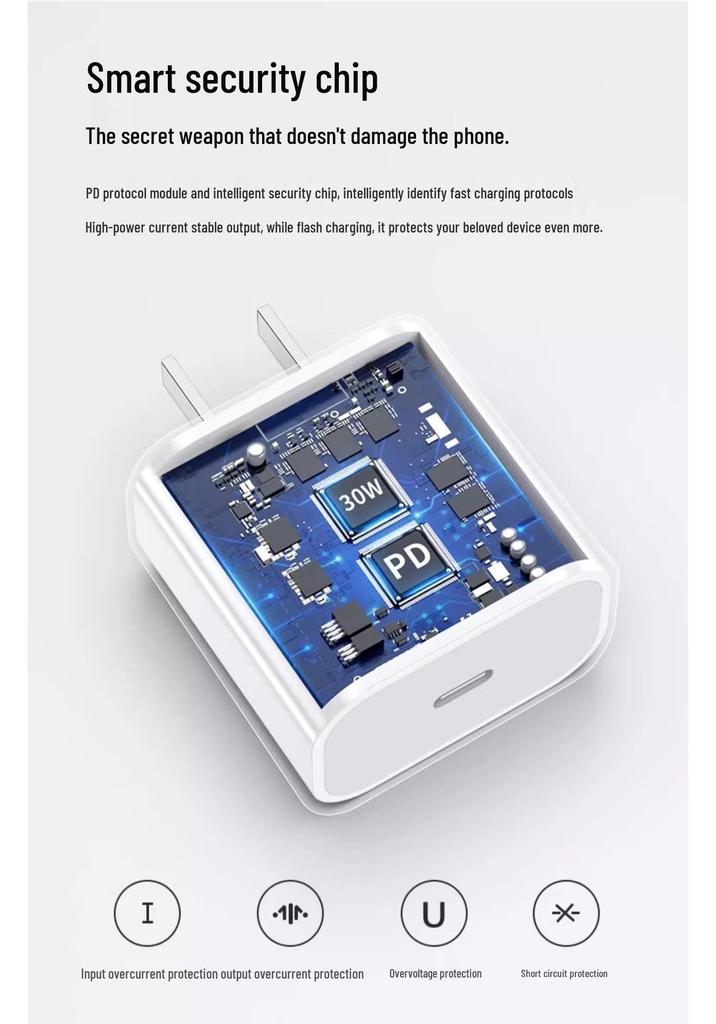 PD20W Dual Port Fast Charger for iPhone 15/14 Pro, 16 Max 30W Mobile Charger