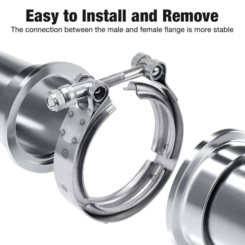 Car 304 Stainless Steel V Band Clamp Kits Turbo Exhaust Pipe Vband Clamp Male Female Flange V Clamp Universal