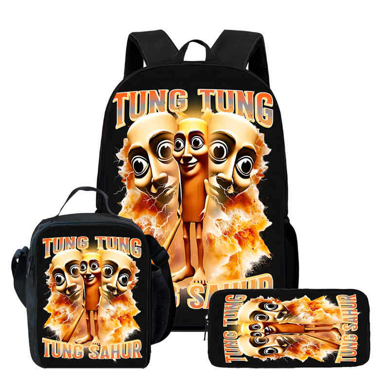 Wooden Stick Man Brain Rot Schoolbag High Definition Printing Leisure Cross Border Light Backpack