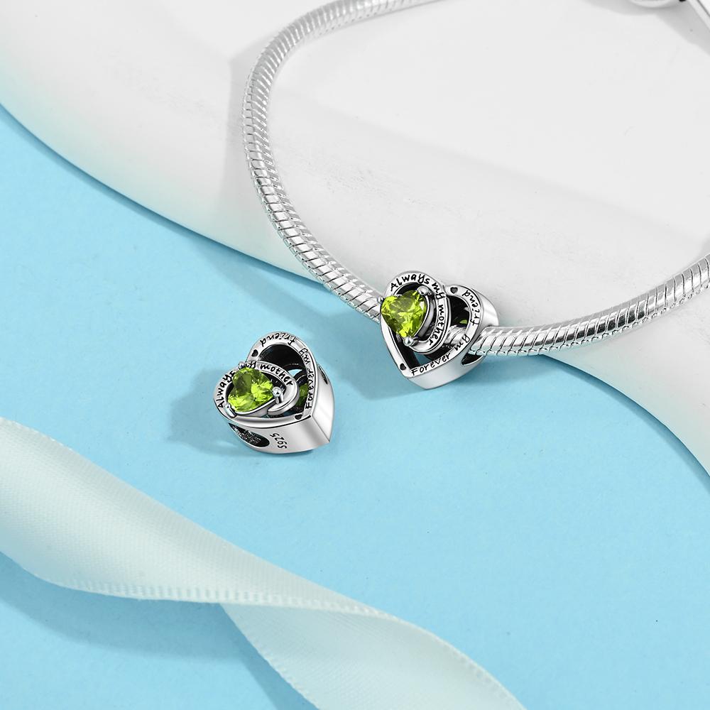 Love Heart Birthstone Beads Birthday Gift Copper Plated For Charms Copper Plated Original Bracelet For Jewelry Making