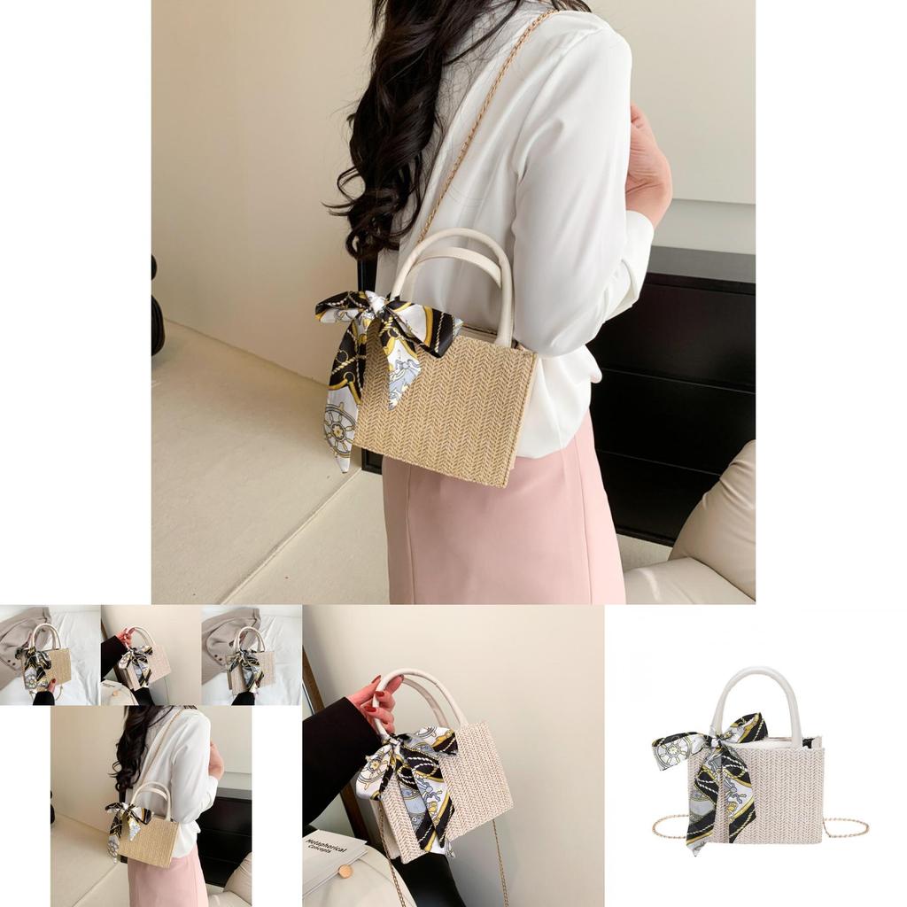 Fashionable Minimalist Chain Strap Shoulder Bag Stylish Handbag For Women In White And Khaki