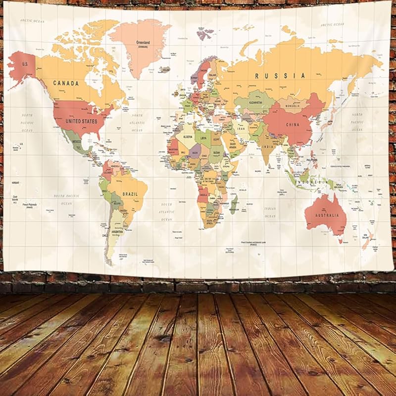 World Map Tapestry,World Map With Countries And Major Cities World Map Wall Map For Kids Students,Wall Tapestry World Map,World Map Tapestry 152.4 x 60L x 40W жёлтый