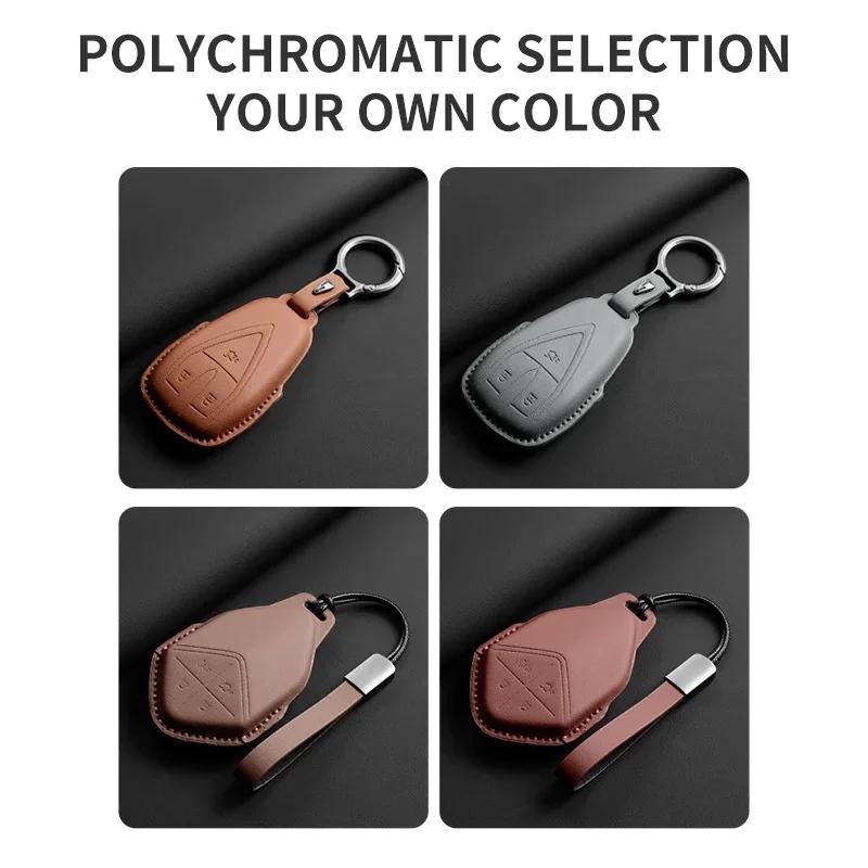 Leather Car Key Case Cover Holder Keychain Protective Shell for Changan Deepal S7 SL03 UNIT UNIK CS35 Plus CS55 Plus CS75