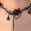 Alloy Gothic Necklace with Red Zircon and Black Tassels Trendy Night Club Party Jewelry for Fashion Enthusiasts