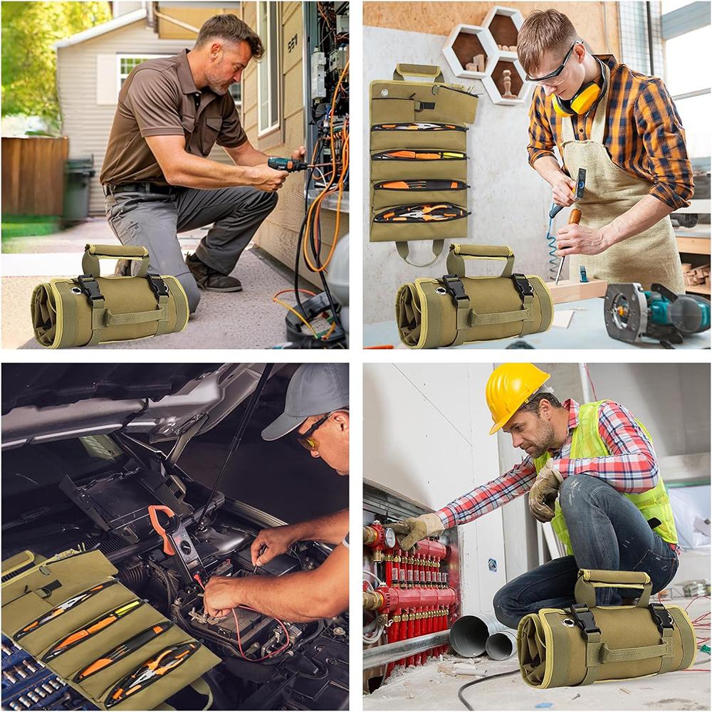Multi-Purpose Hardware Tool Bag Multi Pocket Electrician Hardware Tools Portable Tool Organizer Rolled Bag Small Tools Organizer