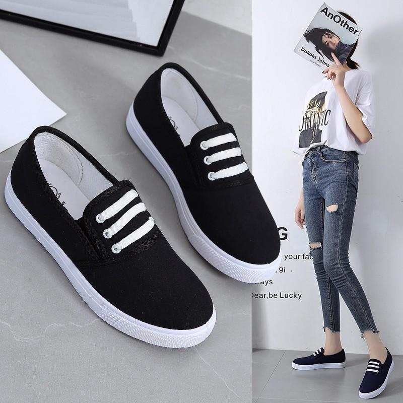 

Весенне-летняя мода, ленивые туфли на одной педали, женские дышащие тонкие парусиновые туфли, повседневные плоские тканевые туфли, тренд 41 чёрный