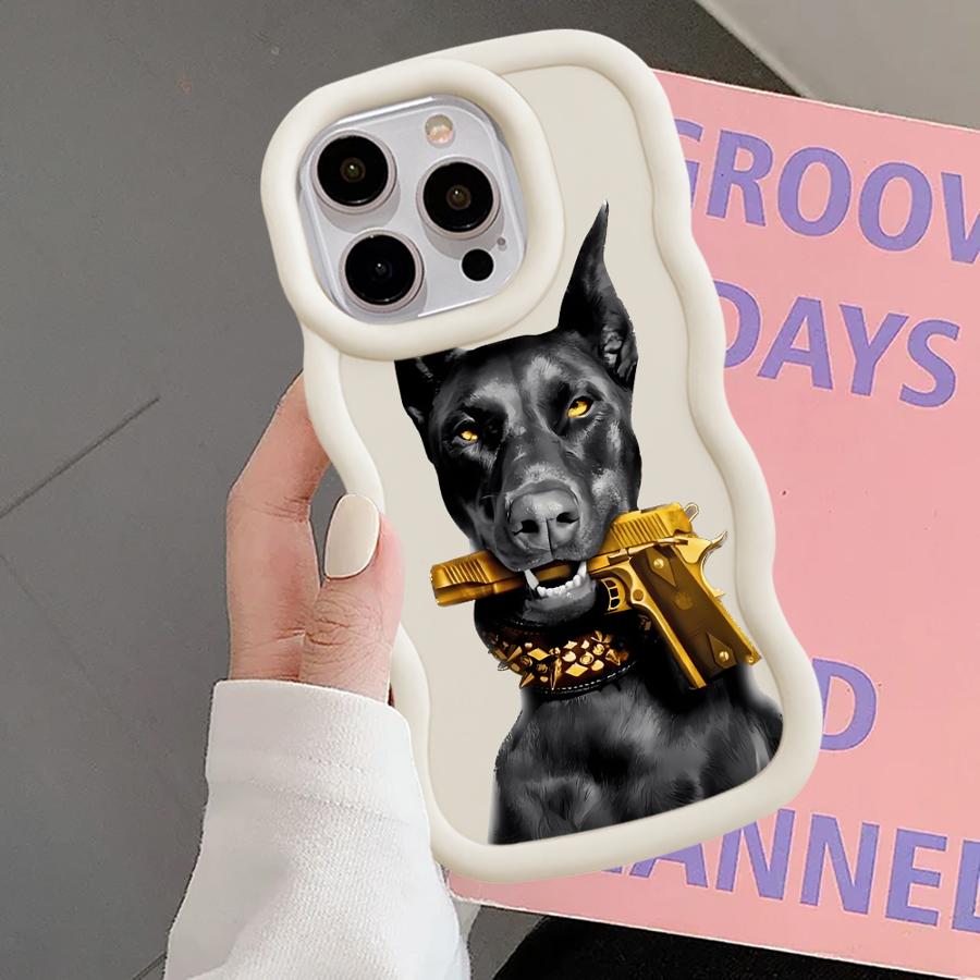 Case for iPhone 8 12 15 Plus 16 Pro Max 14 11 XR 13 17 Air Soft Phone Cover Trendy Doberman