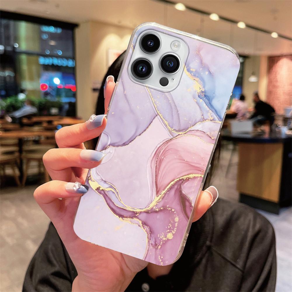 For Apple iphone 12 Pro Max 14 13 Plus Clear Cover Transparent for Artistic Pink Marble White Brown Leopard Print Phone Case TPU