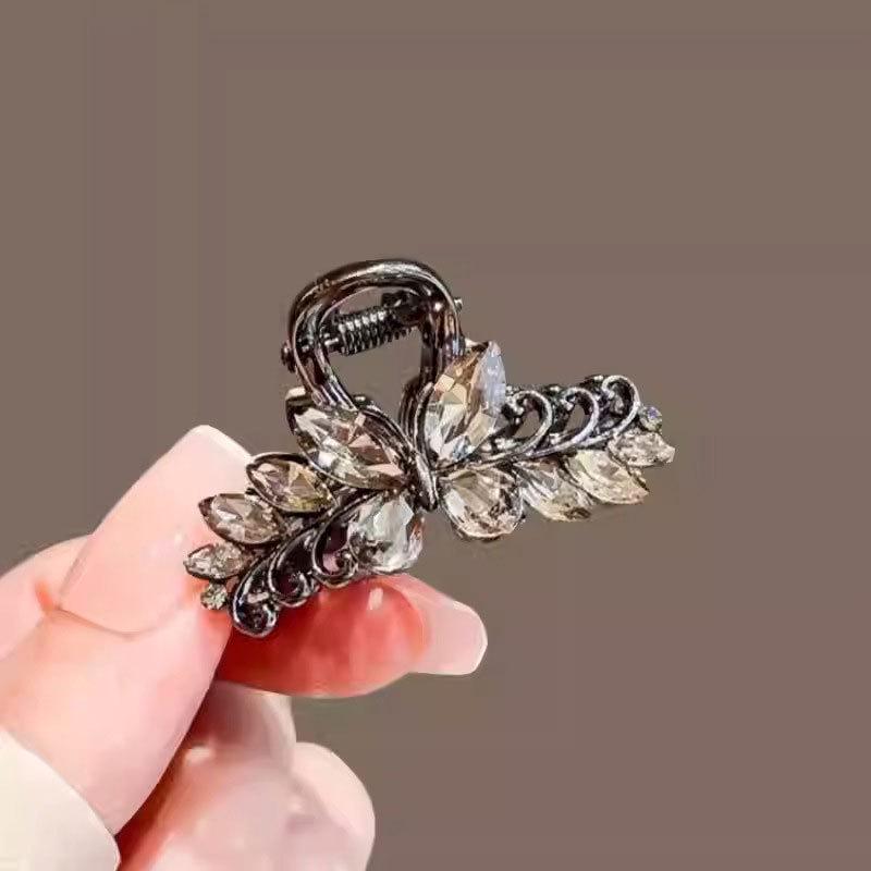 Crystal Flower Hair Claw Clip - Korean Style 2025