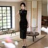 Green velvet bronzing sleeveless cheongsam 1011 early autumn new Chinese temperament retro slim daily dress women