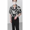 Men's Drapey Ink-Print Short-Sleeve Shirt: Trendy, Loose, Non-Iron, High-End Summer Wear