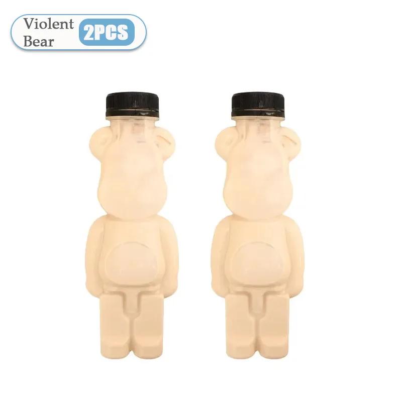 1-10PCS 500ml Violent Bear Milk Tea Bottle Disposable PET Transparent Juice Bottle Cartoon Bear Portable Juice Yogurt Bottle
