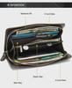 MVA Men's Long Retro Genuine Leather Wallet - Large Capacity Card Holder with Multiple Slots, First Layer Cowhide Clutch Bag.