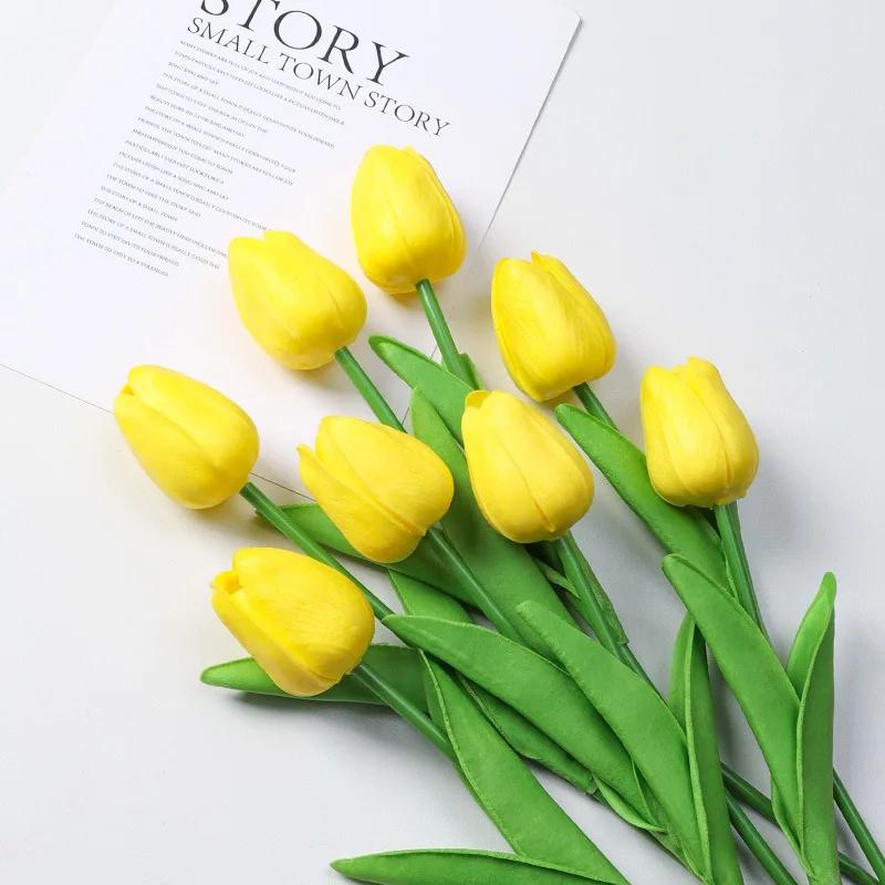 1pcs Bouquet Silicone Artificial Tulip Wedding Home Decoration Bouquet with Stems for Home Wedding Decoration