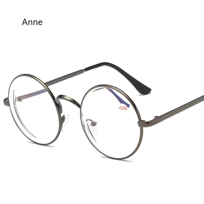 0-1-1.5-4 Round Myopia Glasses Metal Myopic Eyeglasses Women Men Prescription Nearsighted Eyewear Unisex Spectacles Frame