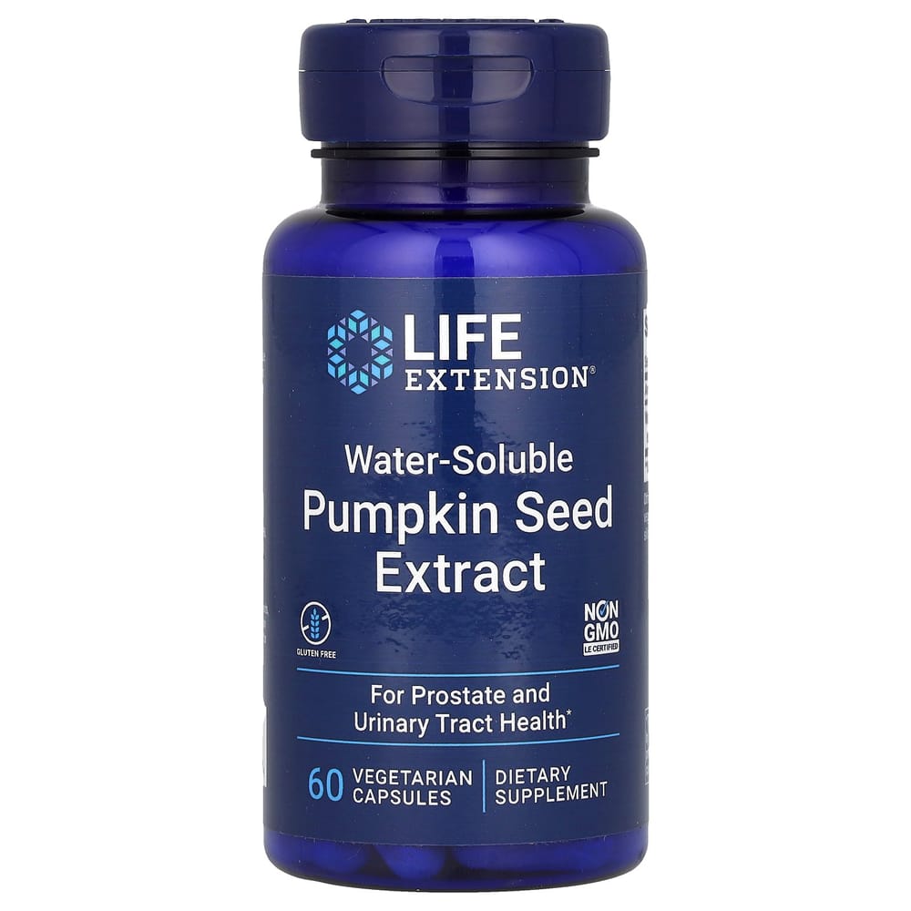 Life Extension Water-Soluble Pumpkin Seed Extract Veggie Capsules, 60 Count