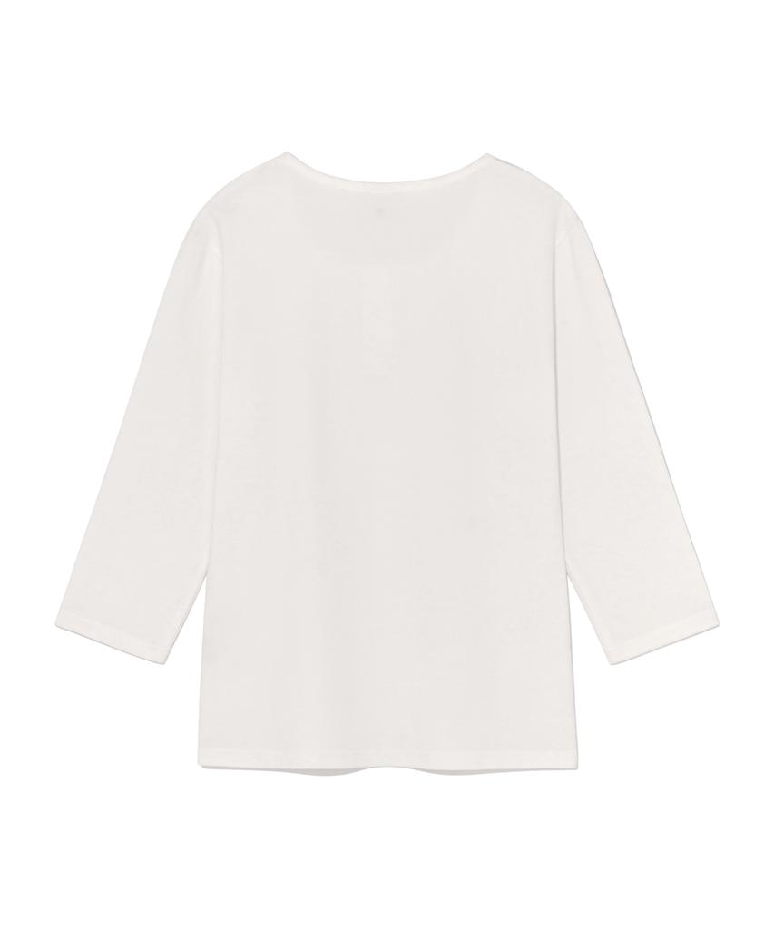 THE COLDEST MOMENT (W) Tcm Henley Neck Three-Quarter Sleeve (White)