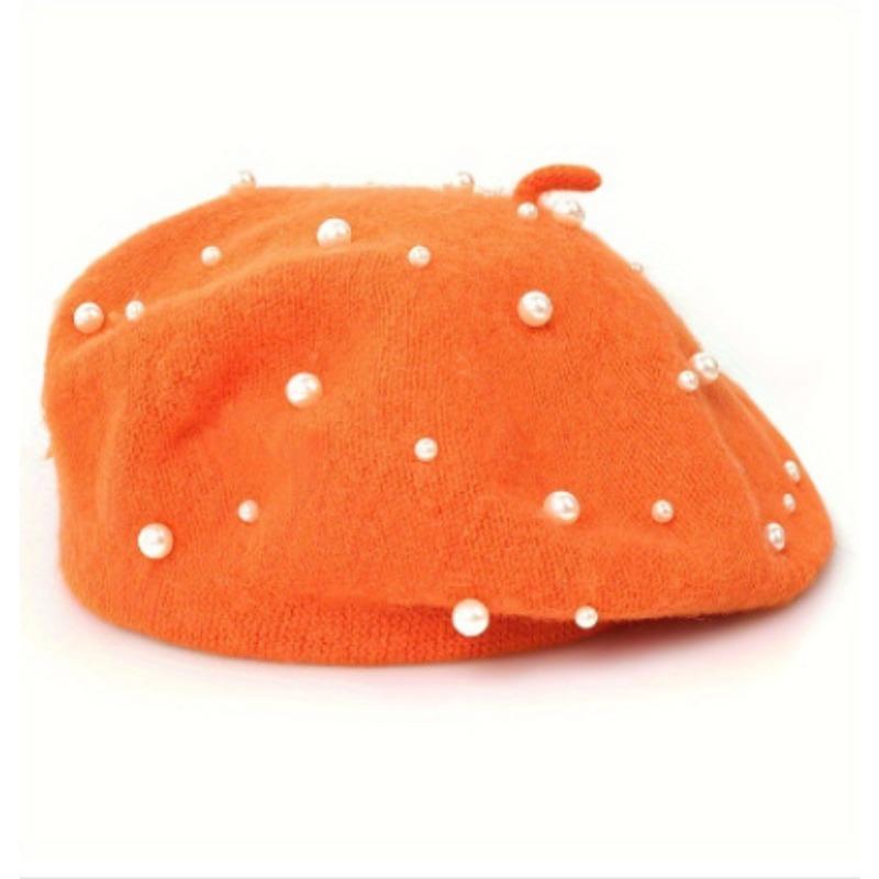 Women S Pearl Plush Beret Hat Vintage Fashion Elegant Lady Hat