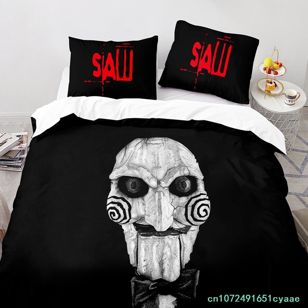 Chainsaw Fright Bedding Set Single Twin Full Queen King Size Halloween Bed Set Aldult Kid Bedroom Duvetcover Sets 3D Print 011