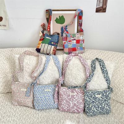 Broken Flower Canvas Bag, Shoulder Messenger Bag, Bucket Bag, Patterned Armpit Bag.