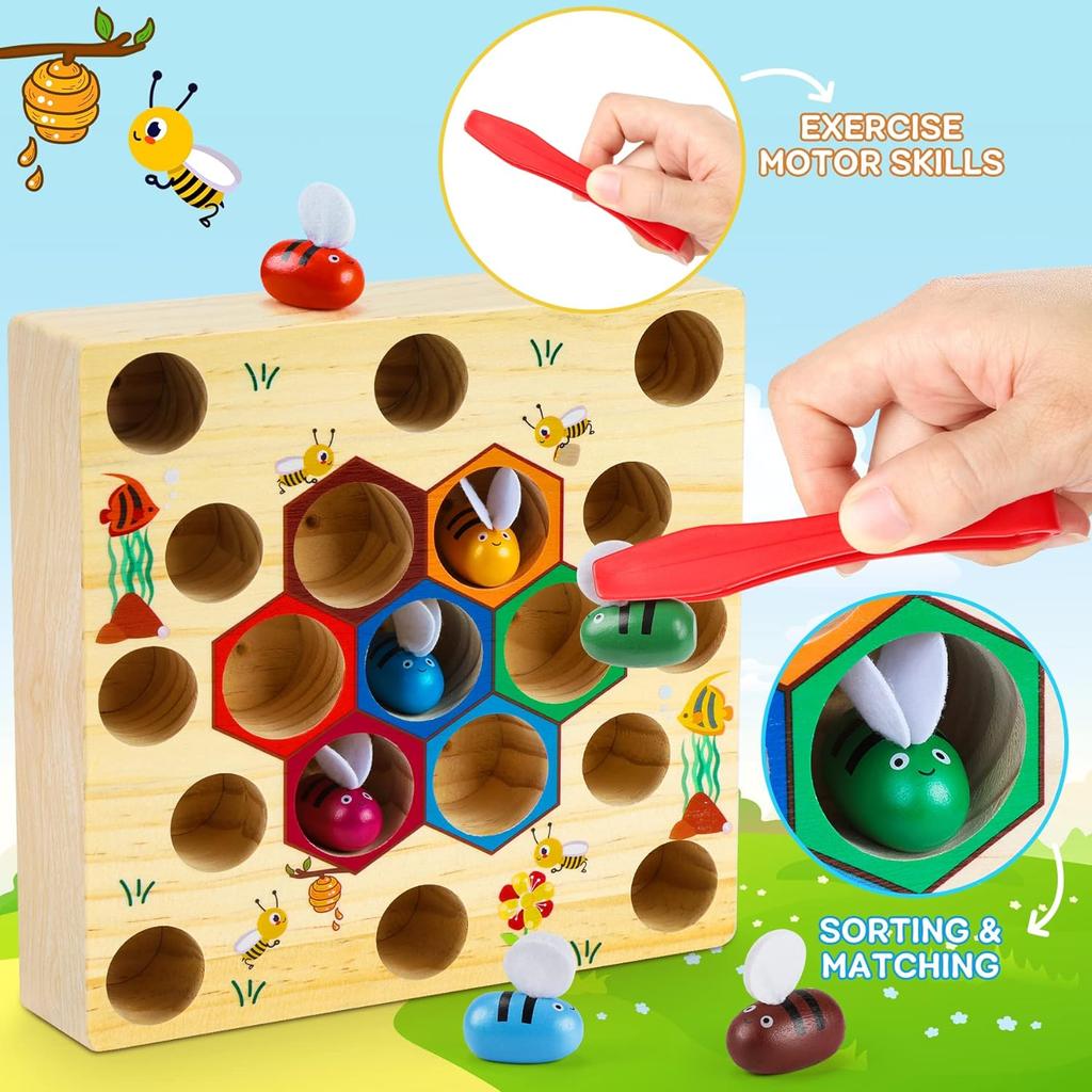 COOLJOY Montessori 2-in-1 Magnetic Fishing Game for Children Aged 2 and Above, Wooden Toy, Montessori Toy from 2, 3 Years, Authorised Patent