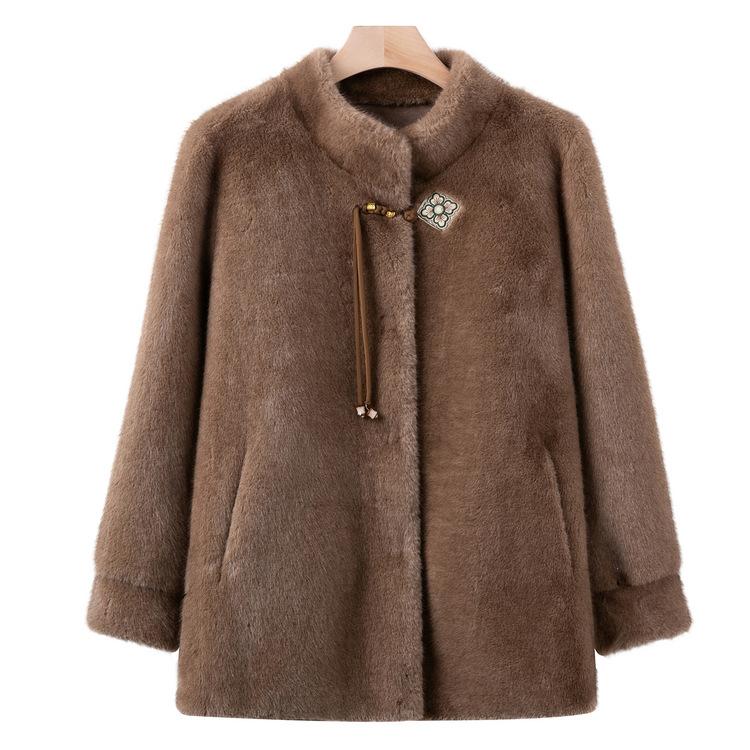 

Зимняя шуба из искусственного меха норки для женщин среднего возраста, модная шуба для мамы, топ для богатой жены среднего и пожилого возраста 5XL