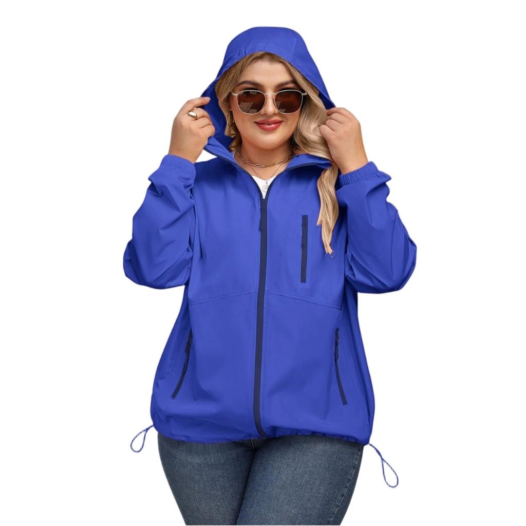Women's Solid-color Hooded Long-sleeved Windbreaker, Mountaineering Sports Windbreaker, Jacket And Top