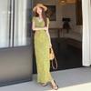French Elegant Temperament Floral Short-sleeved Dress Summer New Design Sense Niche Waist Dress