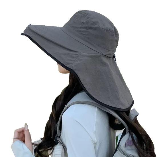 

Fisherman Hat Wide Brim Shawl Design Big Head Circumference Quick-Drying Hat Extra Large Brim Neck Shawl Sun Protection Hat