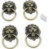 4 Pcs Vintage Lion Head Knobs Pulls Handles Antique Drawer Pull Ring Single Hole Decorative Hardware with Screws for Furniture Cabinet Cupboard Hand
